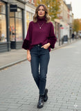 Fur Cuff Roll Neck Jumper
