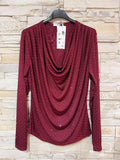 Embellished Drape Front Top