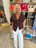 Gold Button V Front Cardigan