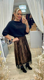 Crushed Velvet and Lace Maxi Skirt