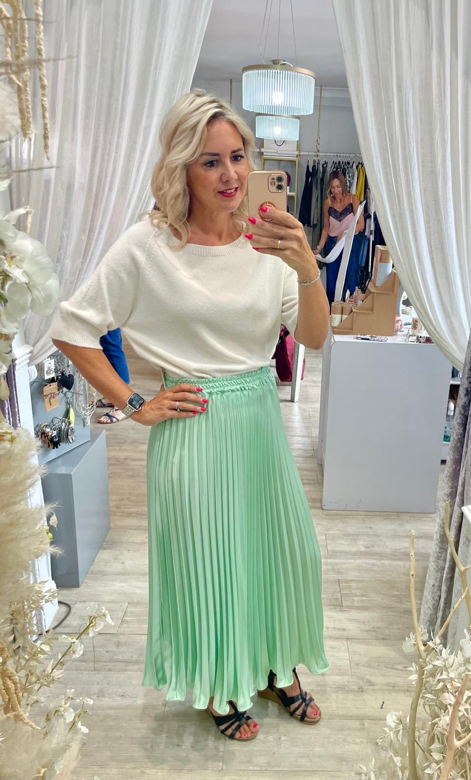 Pleated Satin Summer Skirt