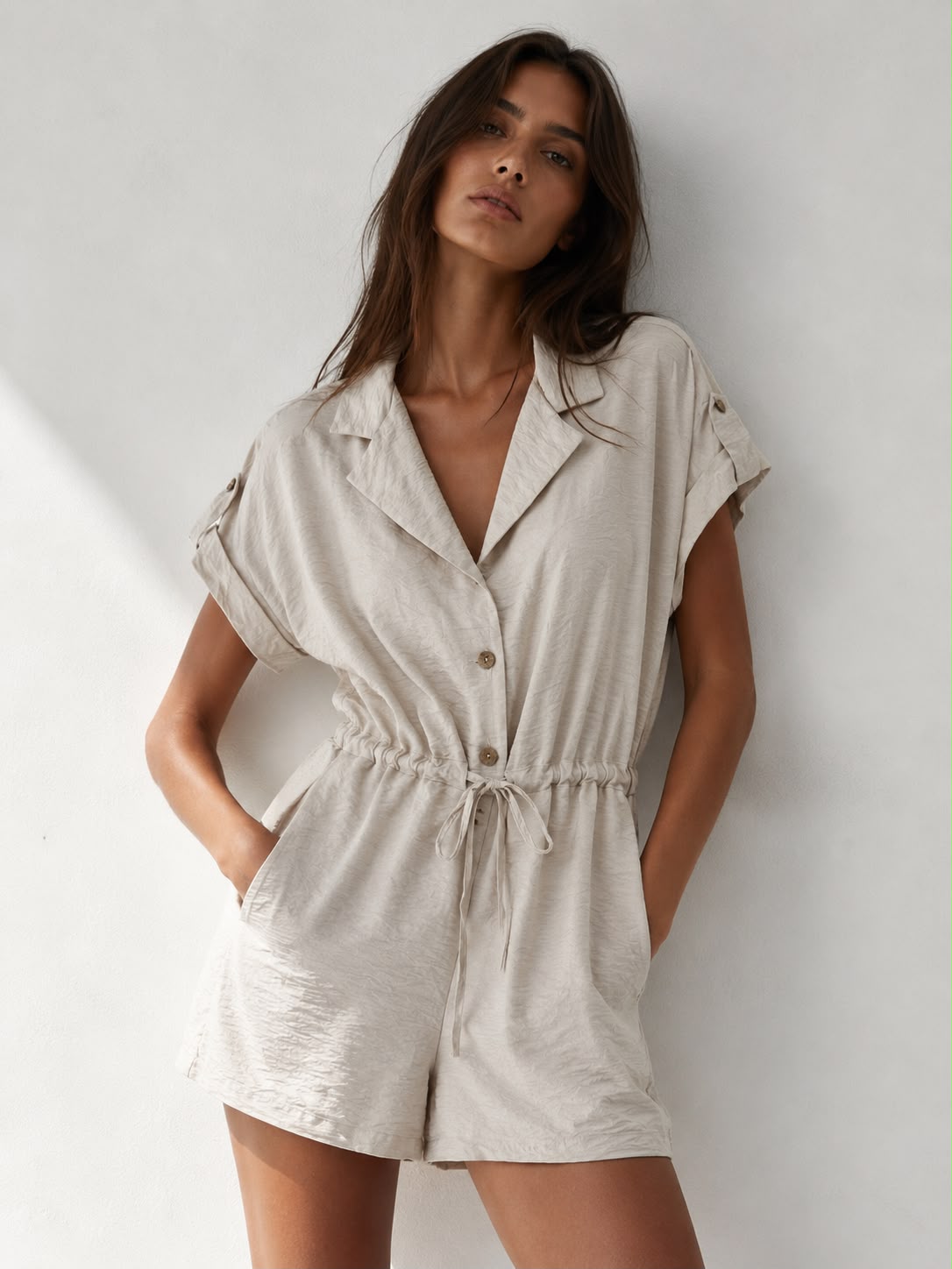 Petite - Samantha Button Playsuit