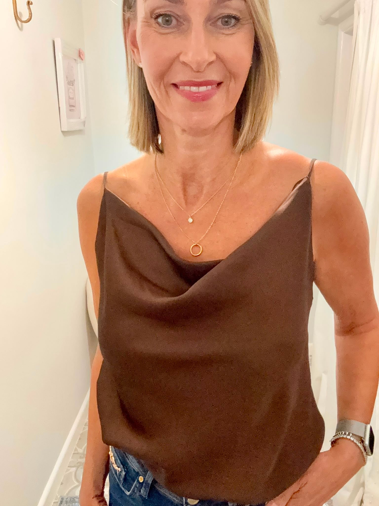 Cowl Neck Satin Camisole Top