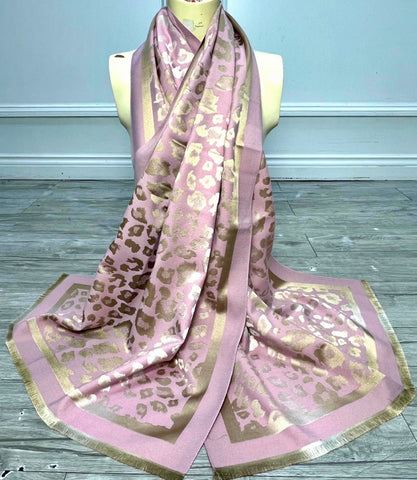 Pink & Gold Animal Print Scarf