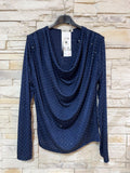 Embellished Drape Front Top