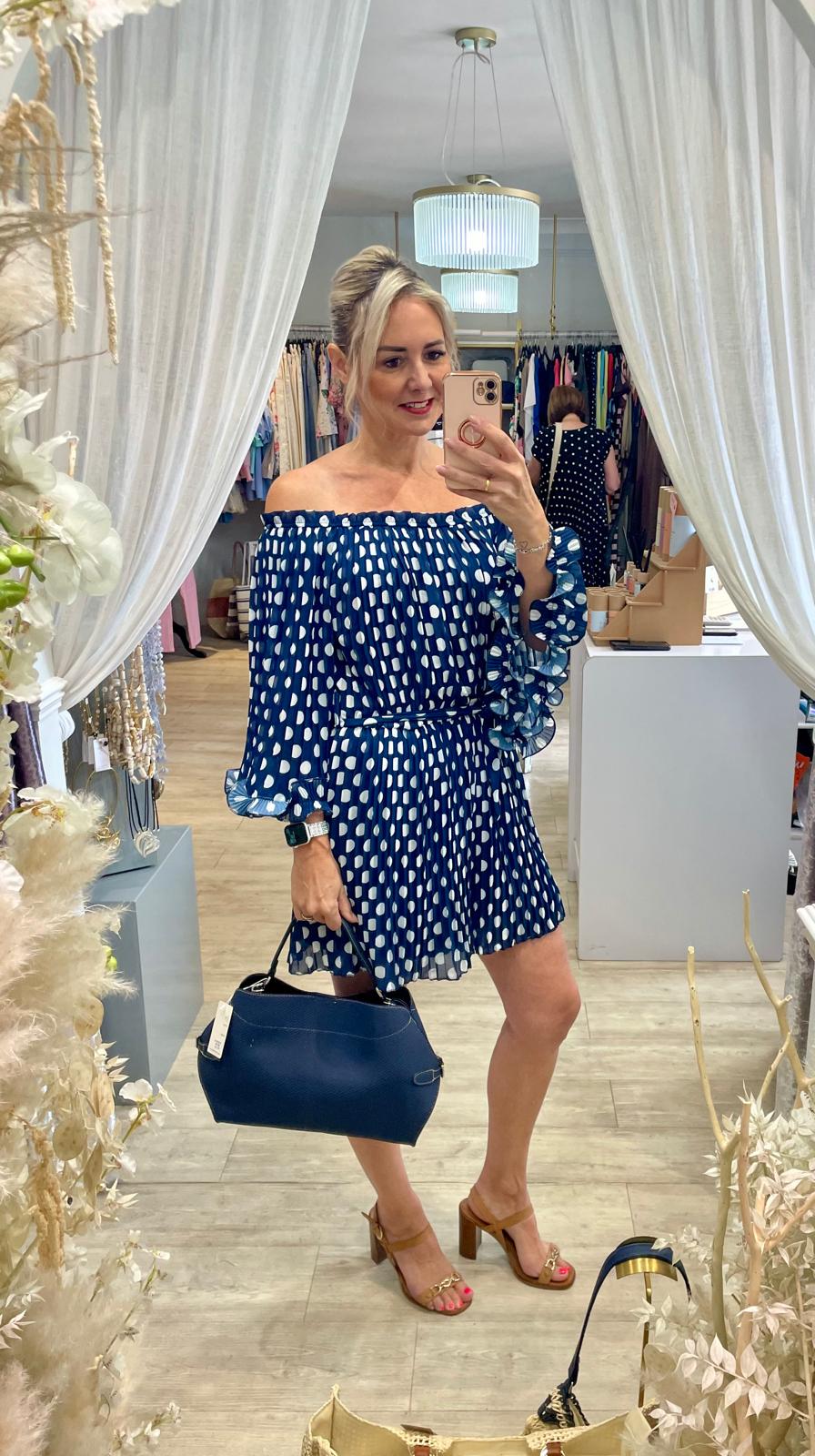 Pleated Polka Dot Playsuit