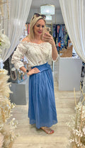 Shirred Waist Maxi Skirt
