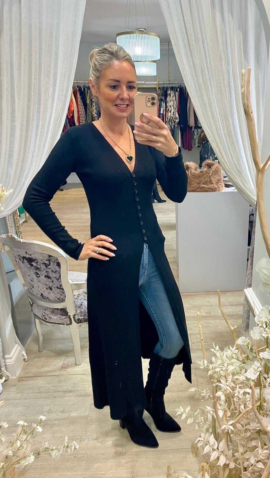 Long Buttoned Cardigan