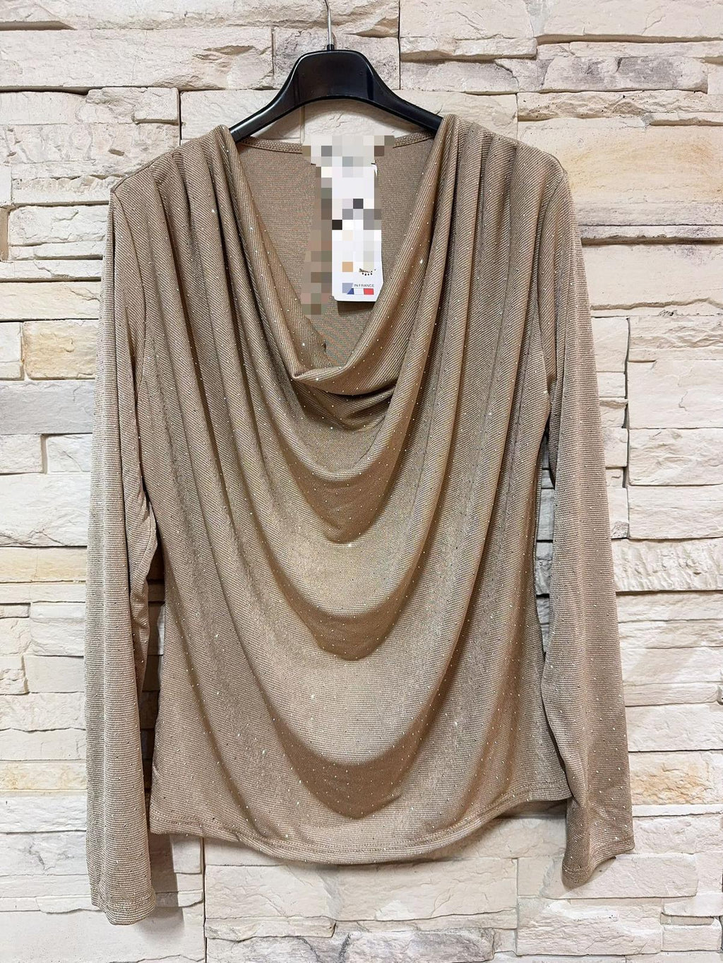 Embellished Drape Front Top
