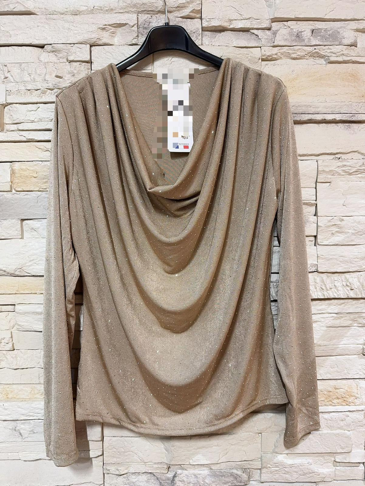 Embellished Drape Front Top