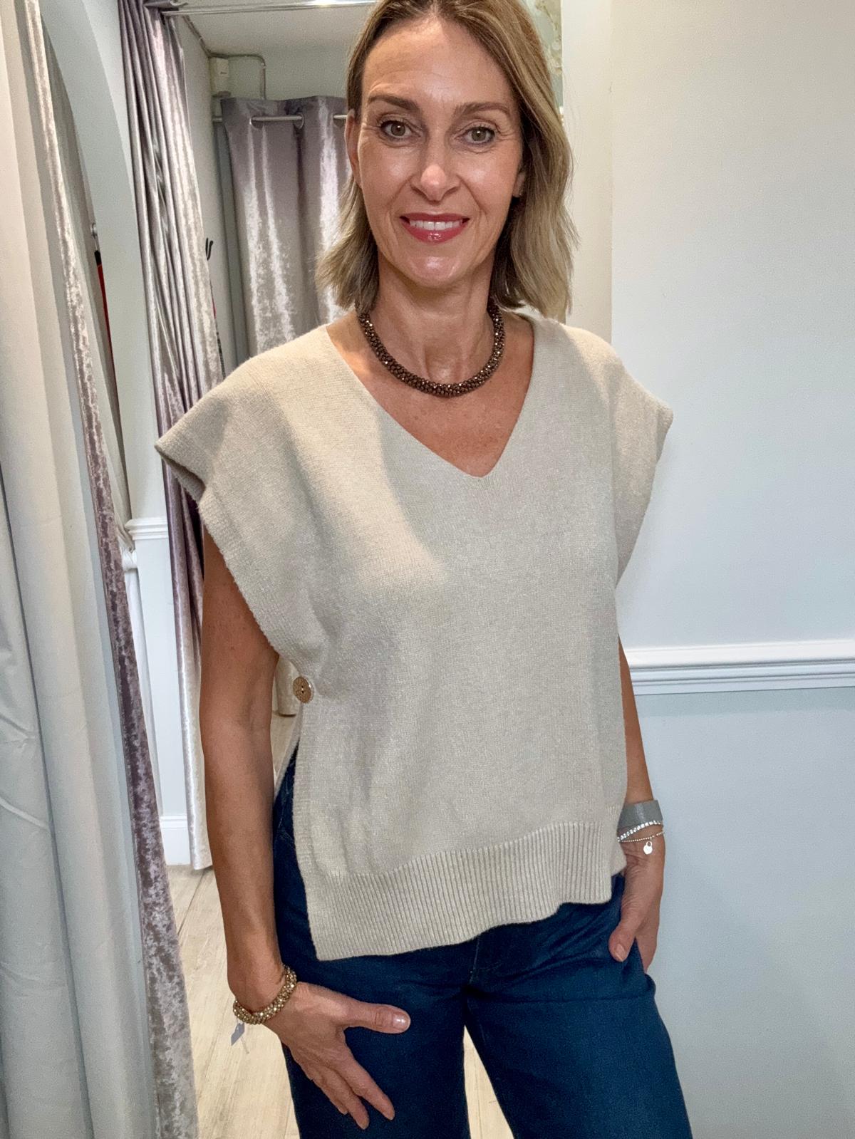 Gold Button Tank Top