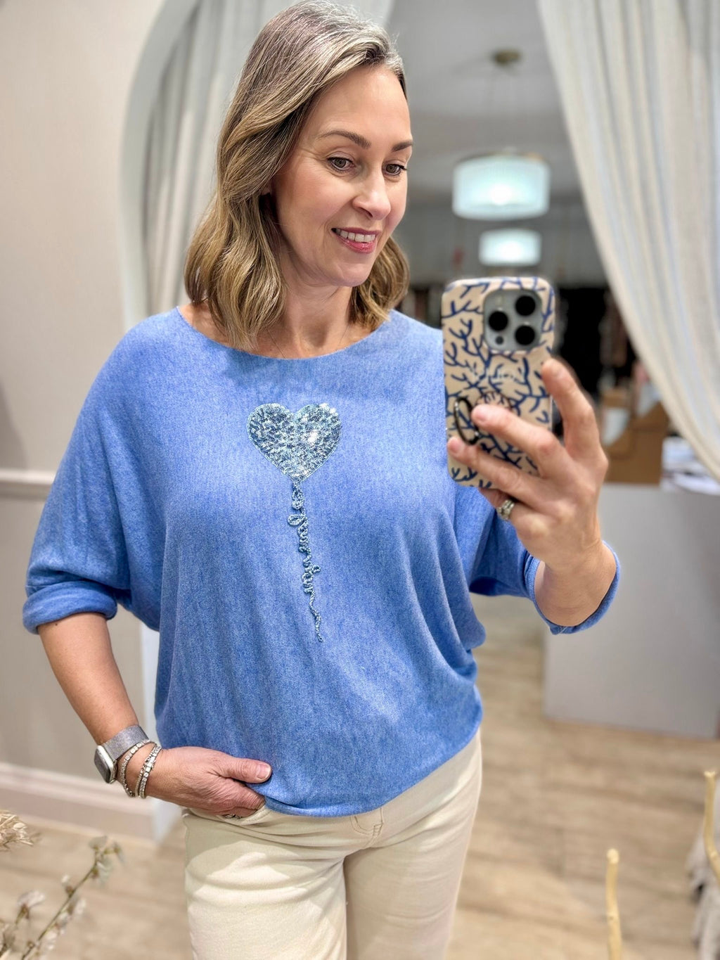 Heart Balloon Fine Knit Top