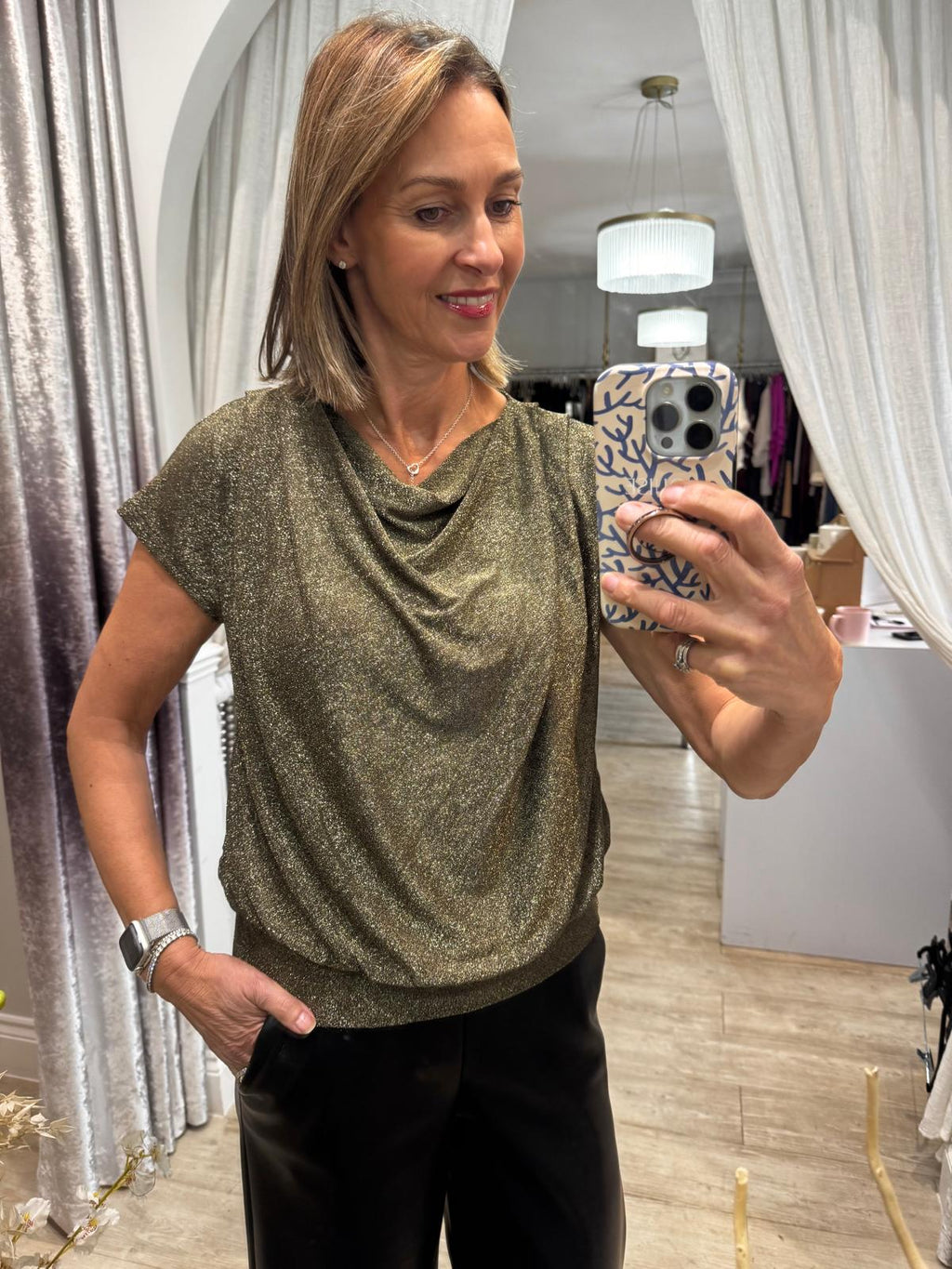 Glitter Draped Top