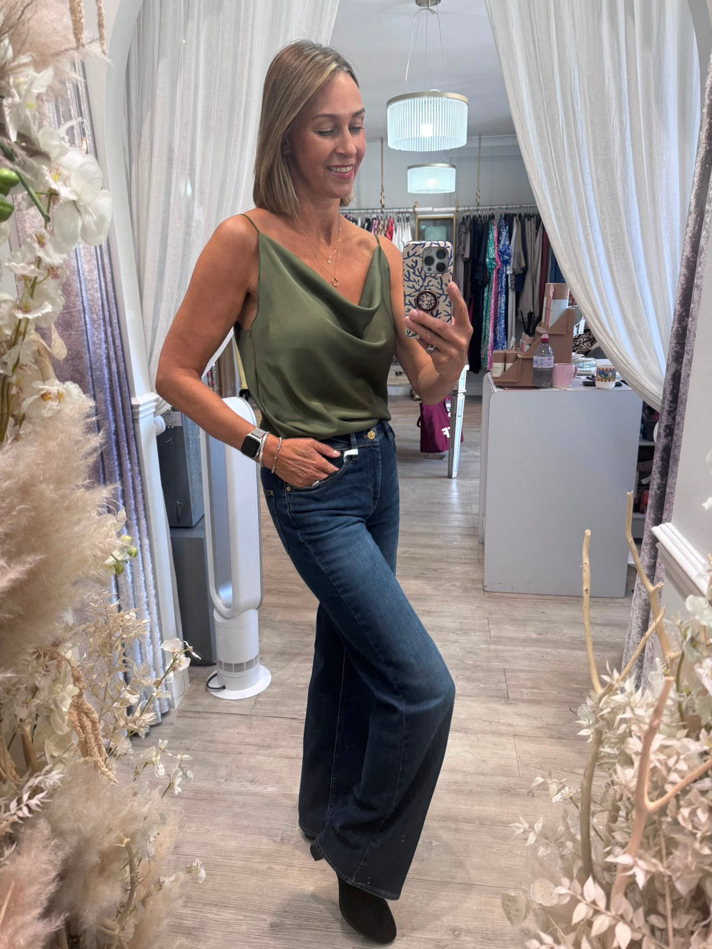 Cowl Neck Satin Camisole Top