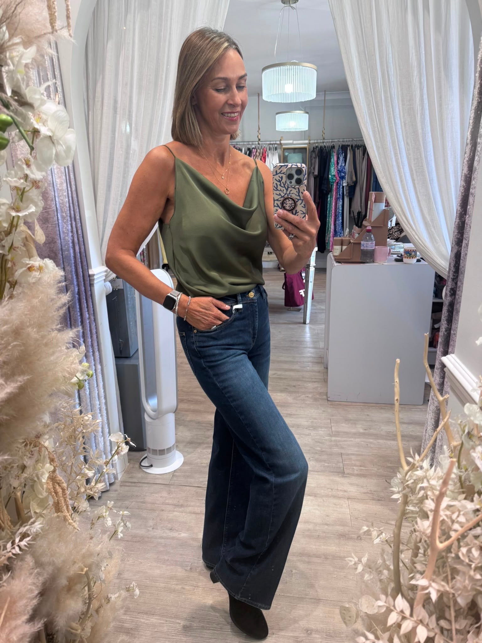 Cowl Neck Satin Camisole Top
