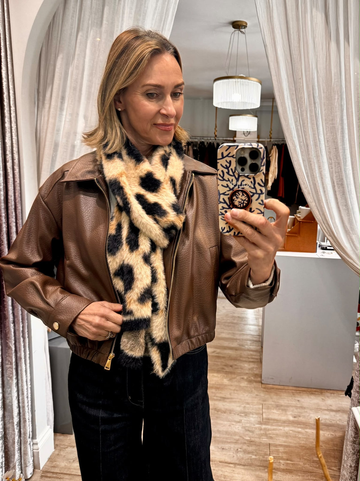 Mia Faux Leather Bomber