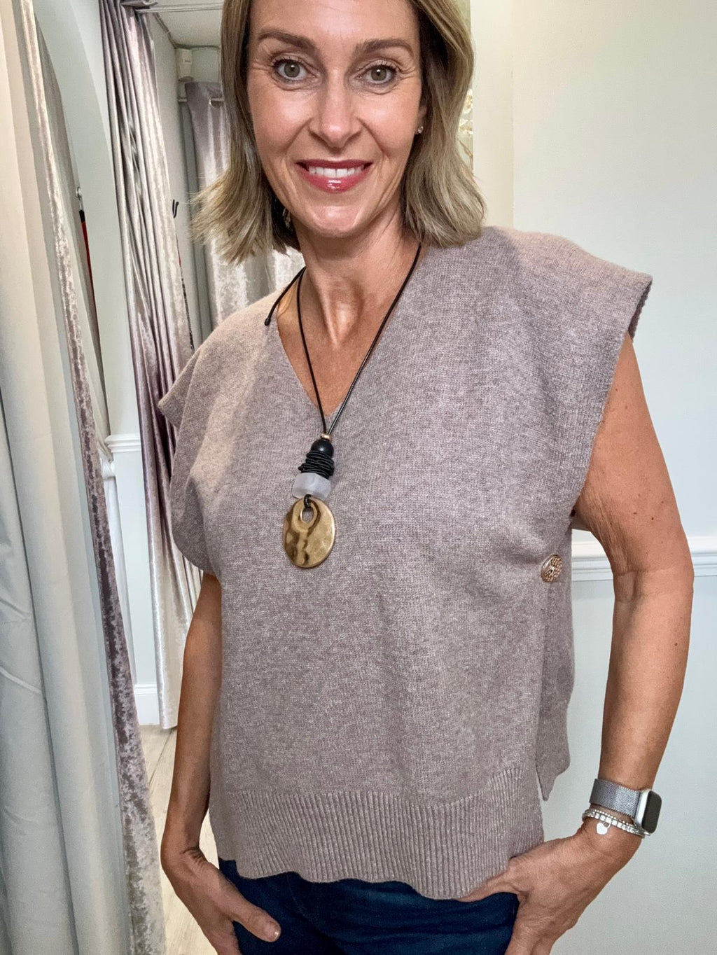 Gold Button Tank Top