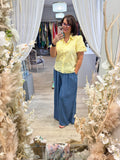 Wide Leg Chambray Trousers