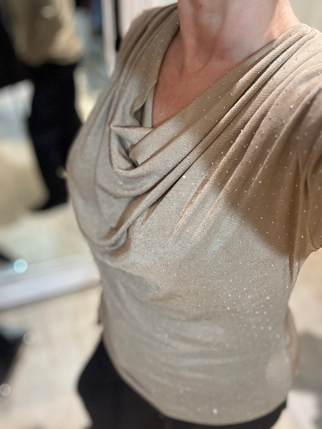 Embellished Drape Front Top