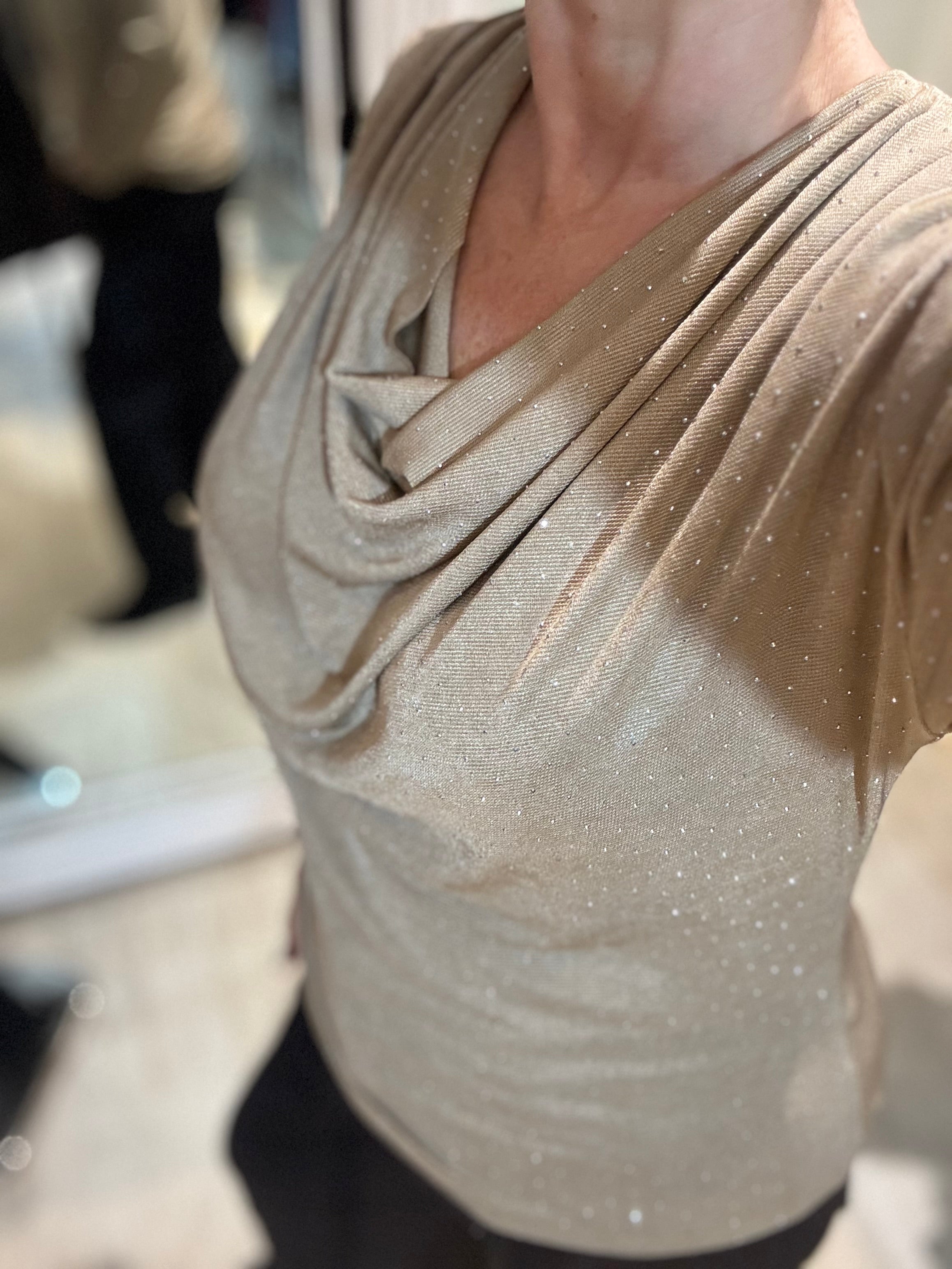 Embellished Drape Front Top