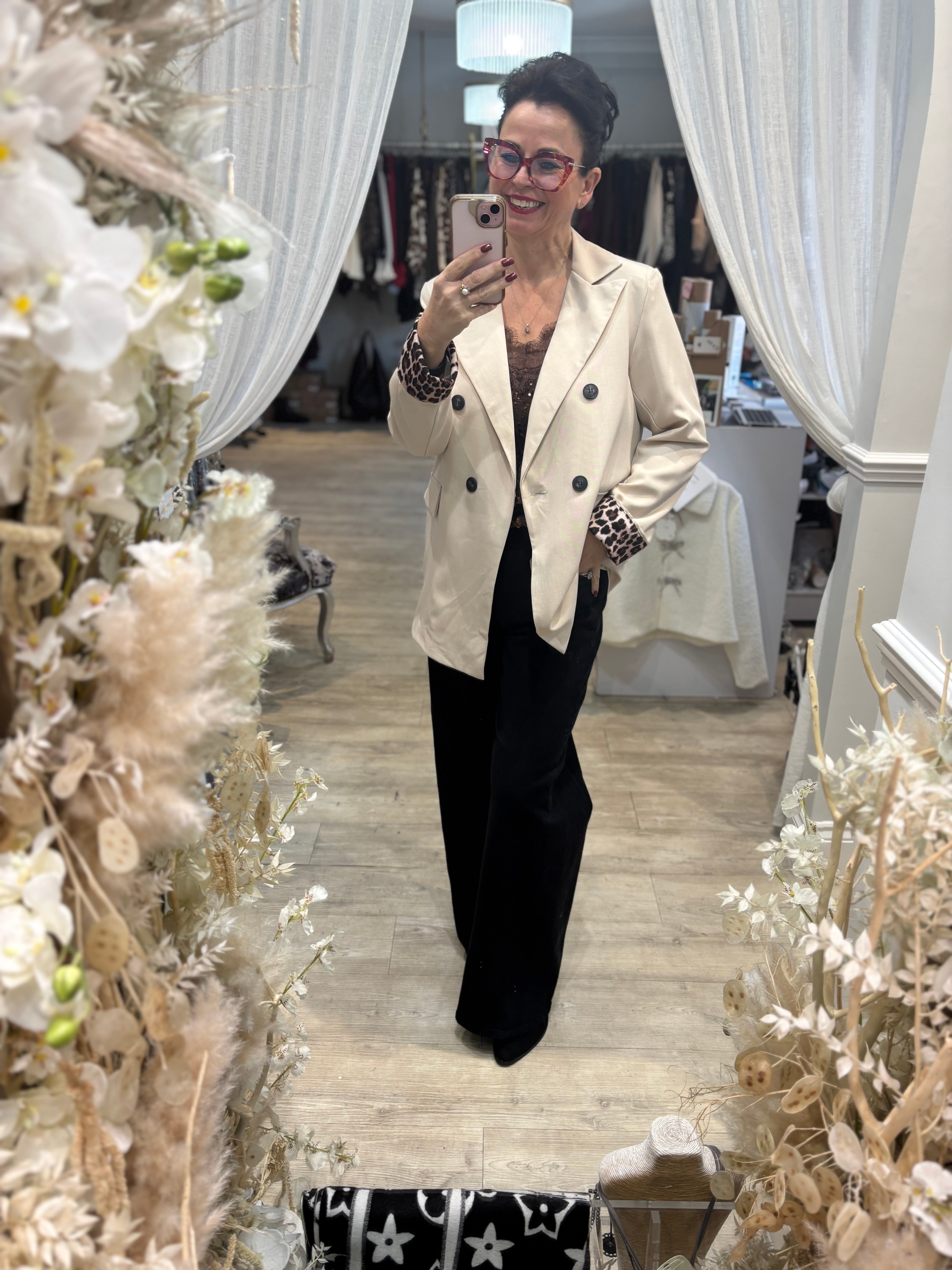 Animal Cuff Oversized Blazer