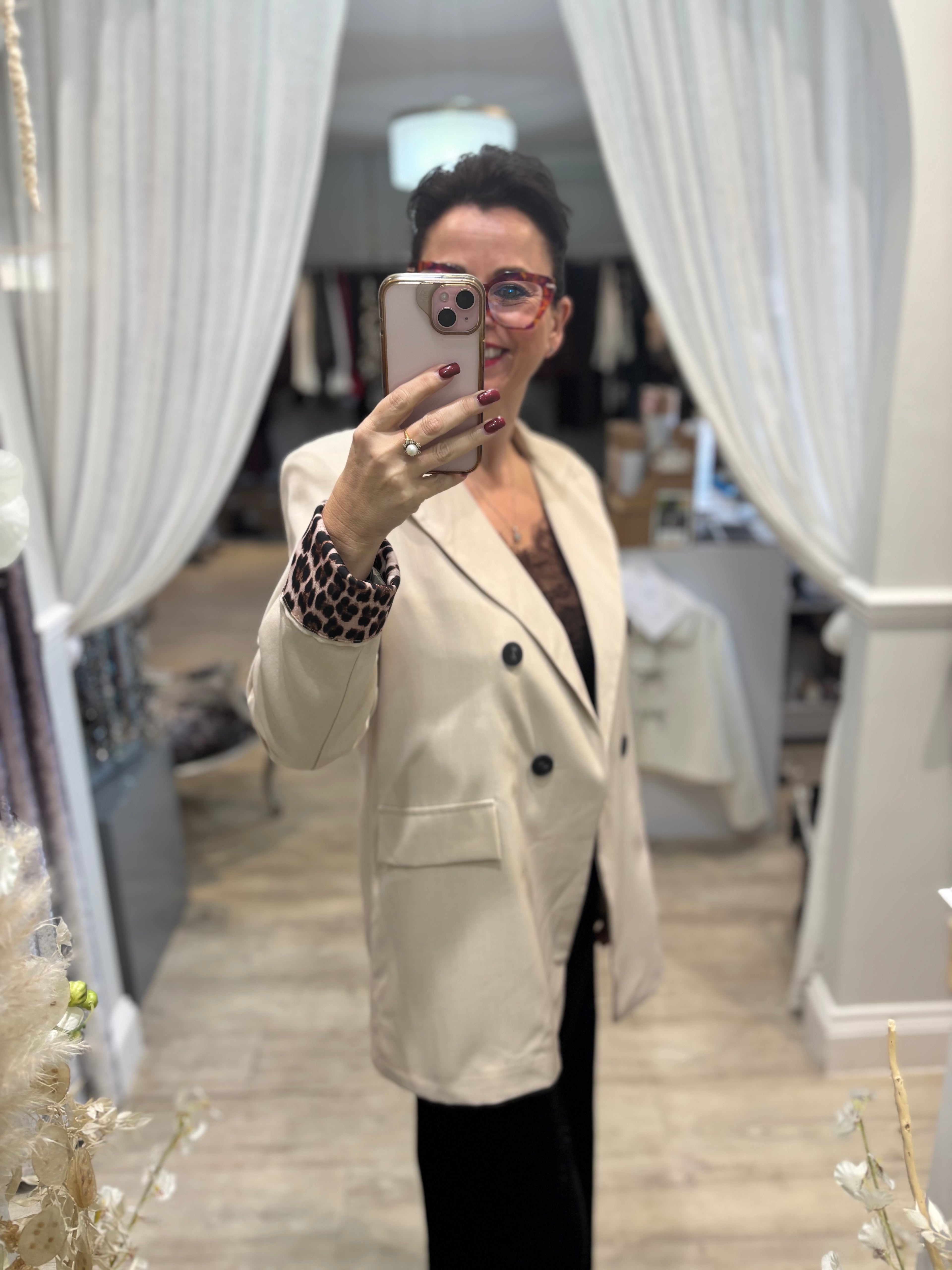 Animal Cuff Oversized Blazer