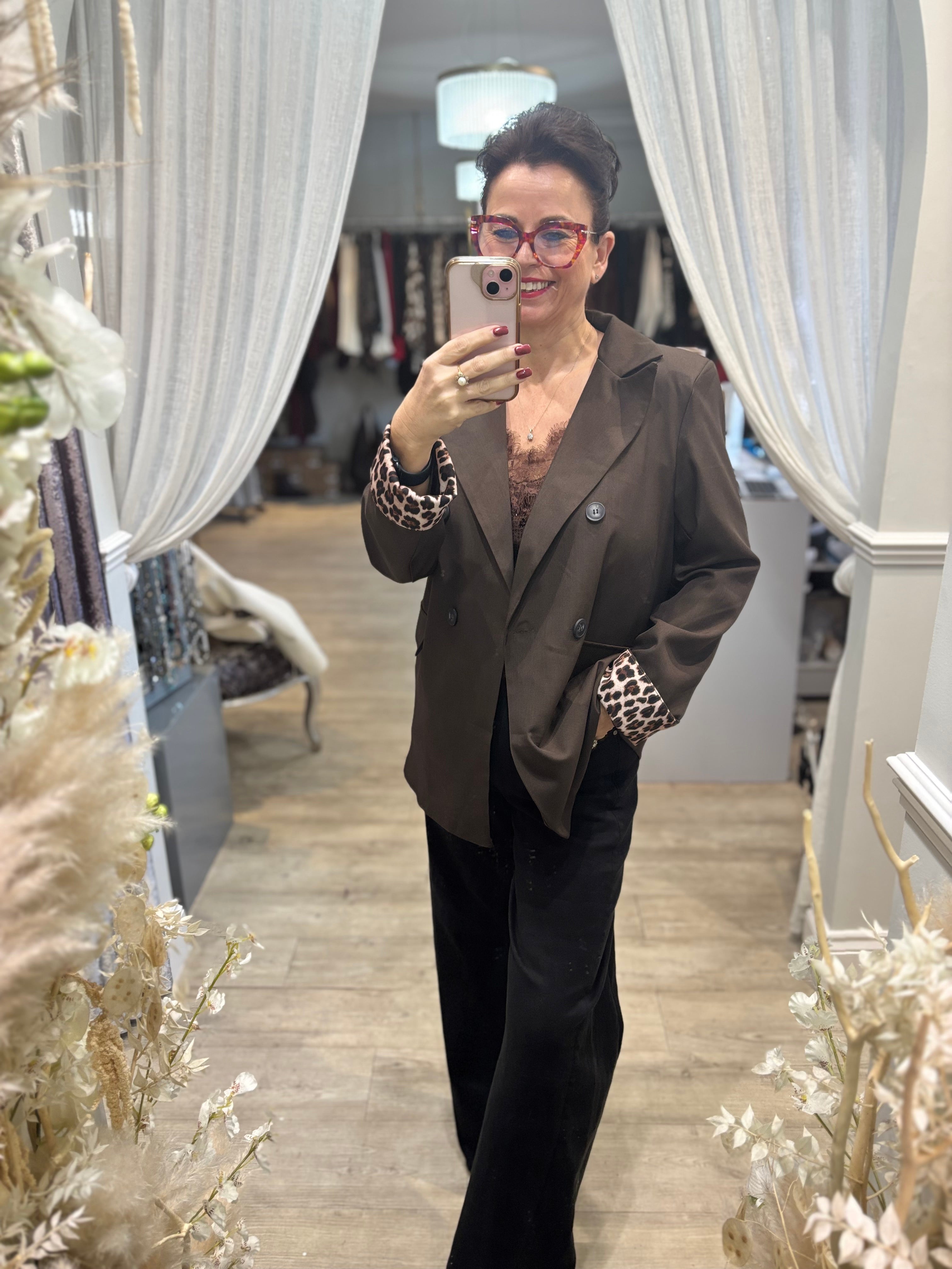 Animal Cuff Oversized Blazer