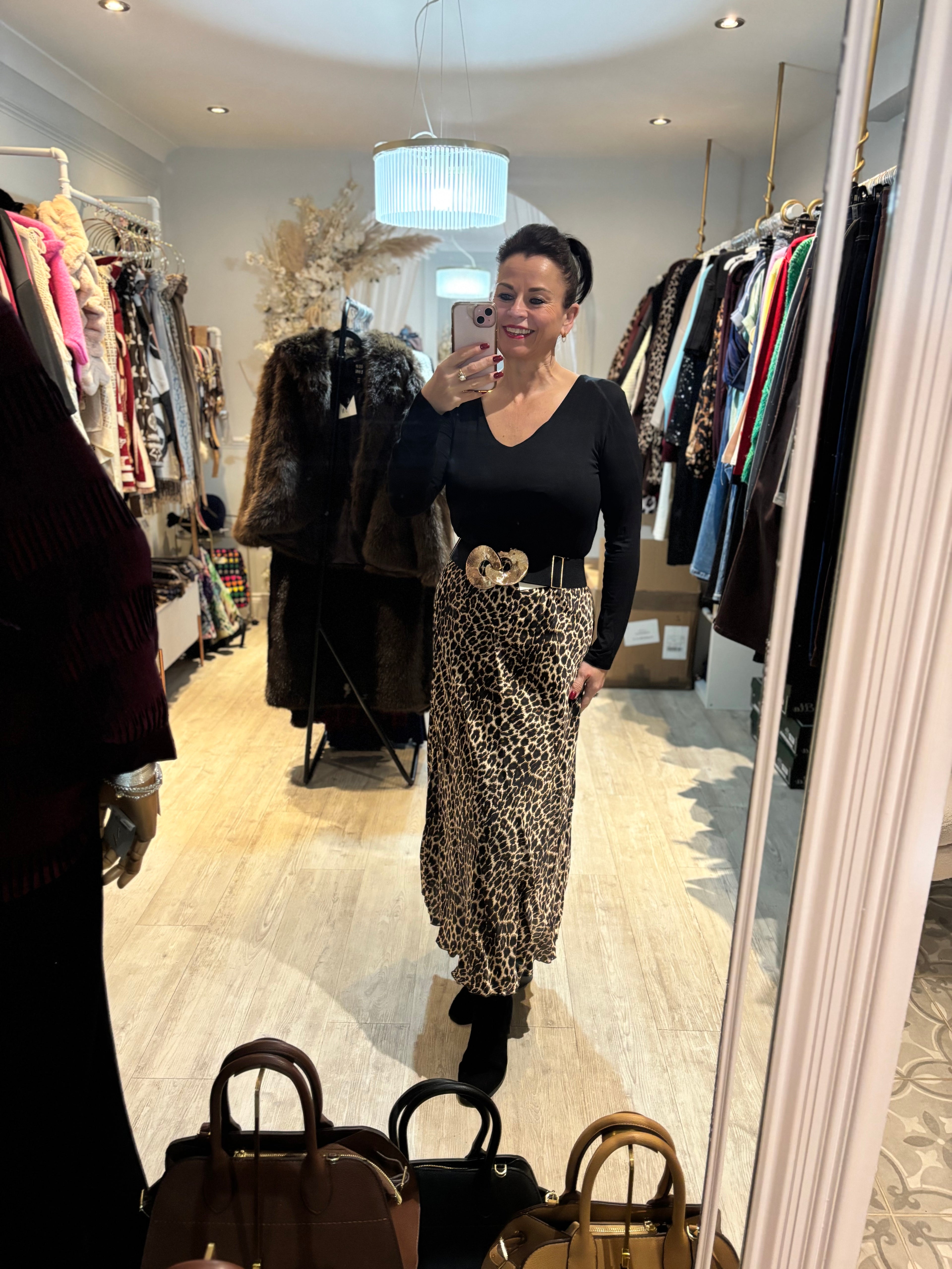 Animal Print Slip Skirt