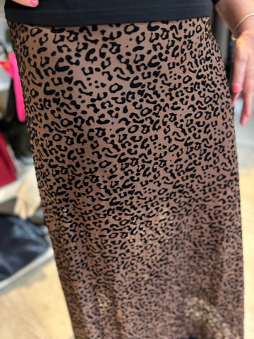 Flocked Animal Print Tulle Skirt