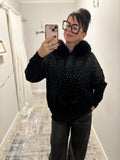 Lindy Rhinestone Fur Trim Hoodie