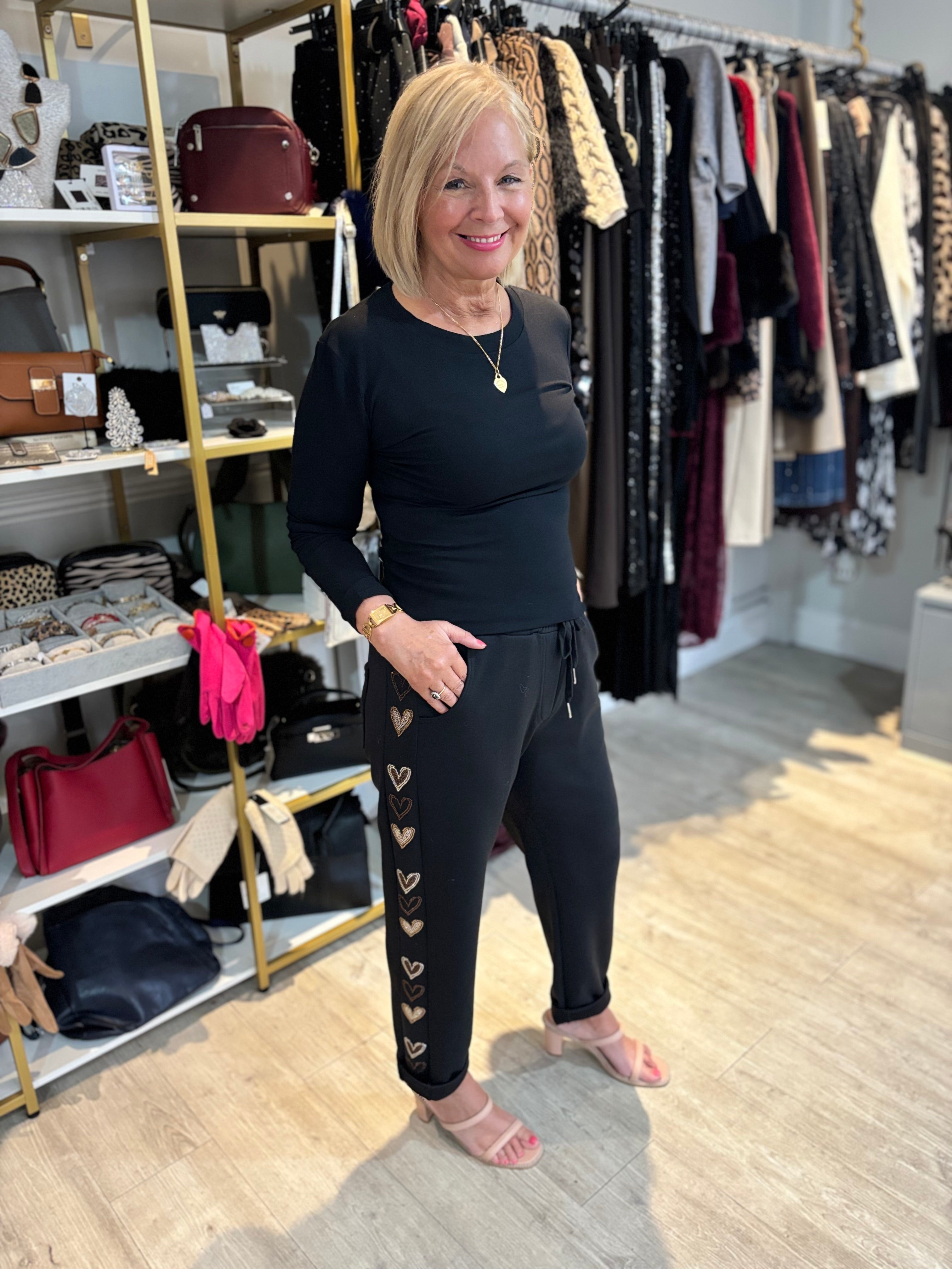 Heart Embellished Tracksuit Bottoms