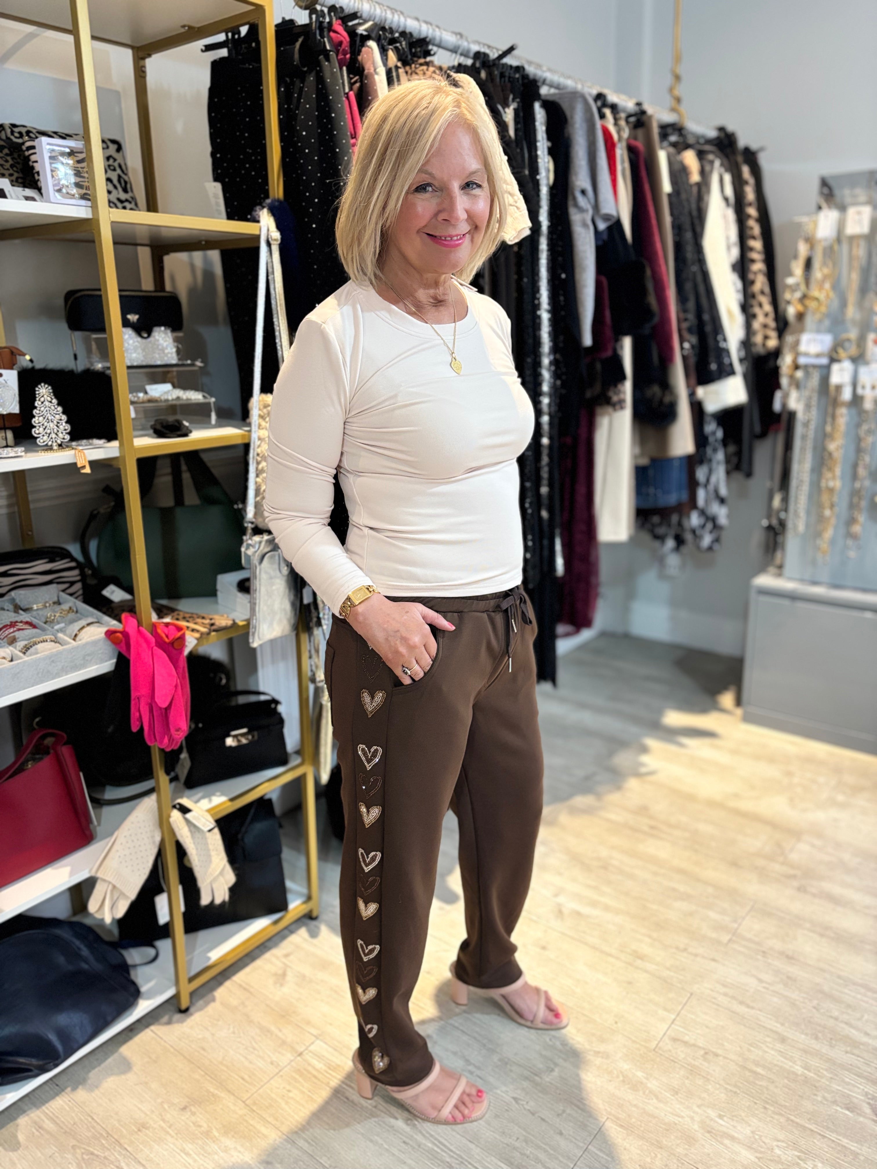 Heart Embellished Tracksuit Bottoms