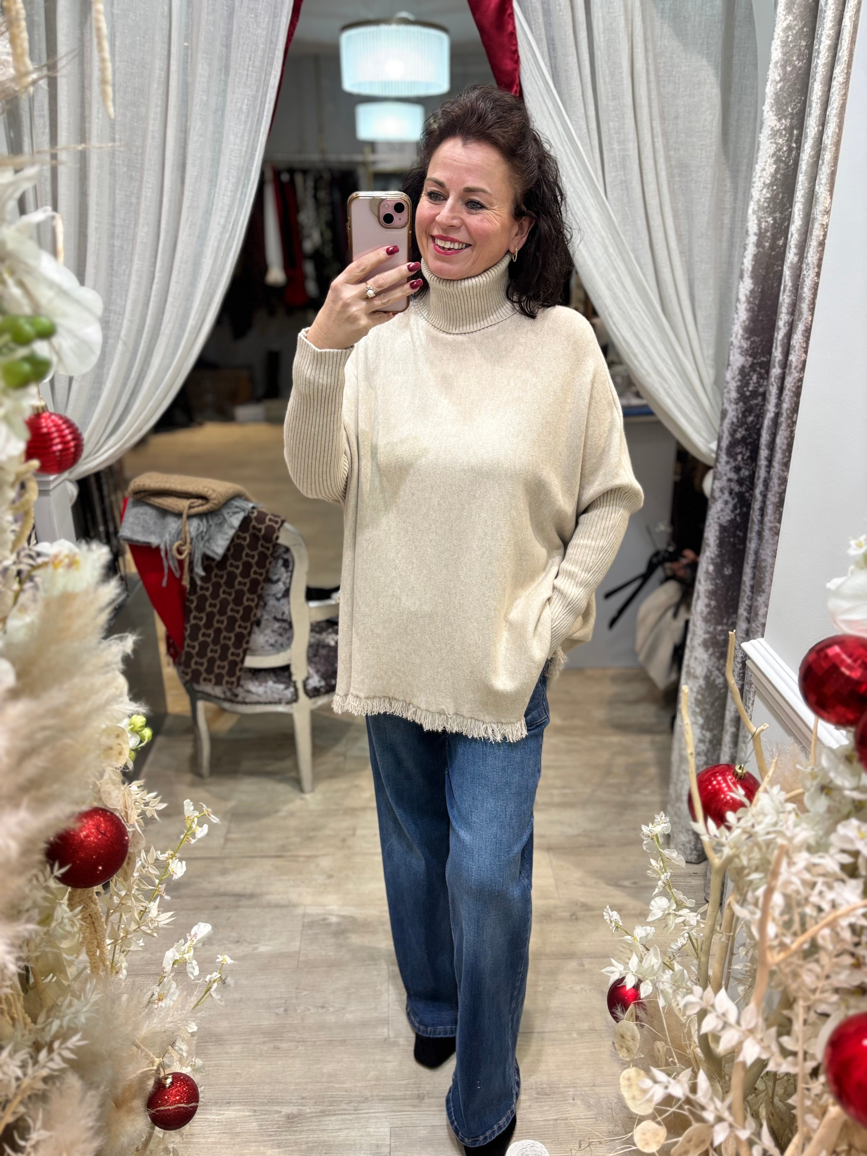 Fringed Roll Neck Jumper