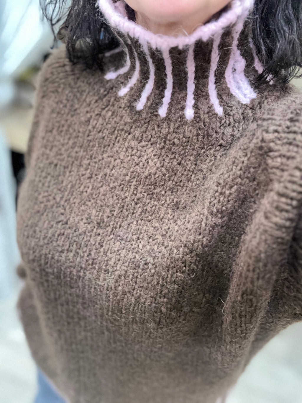 Contrast Stitch Roll Neck