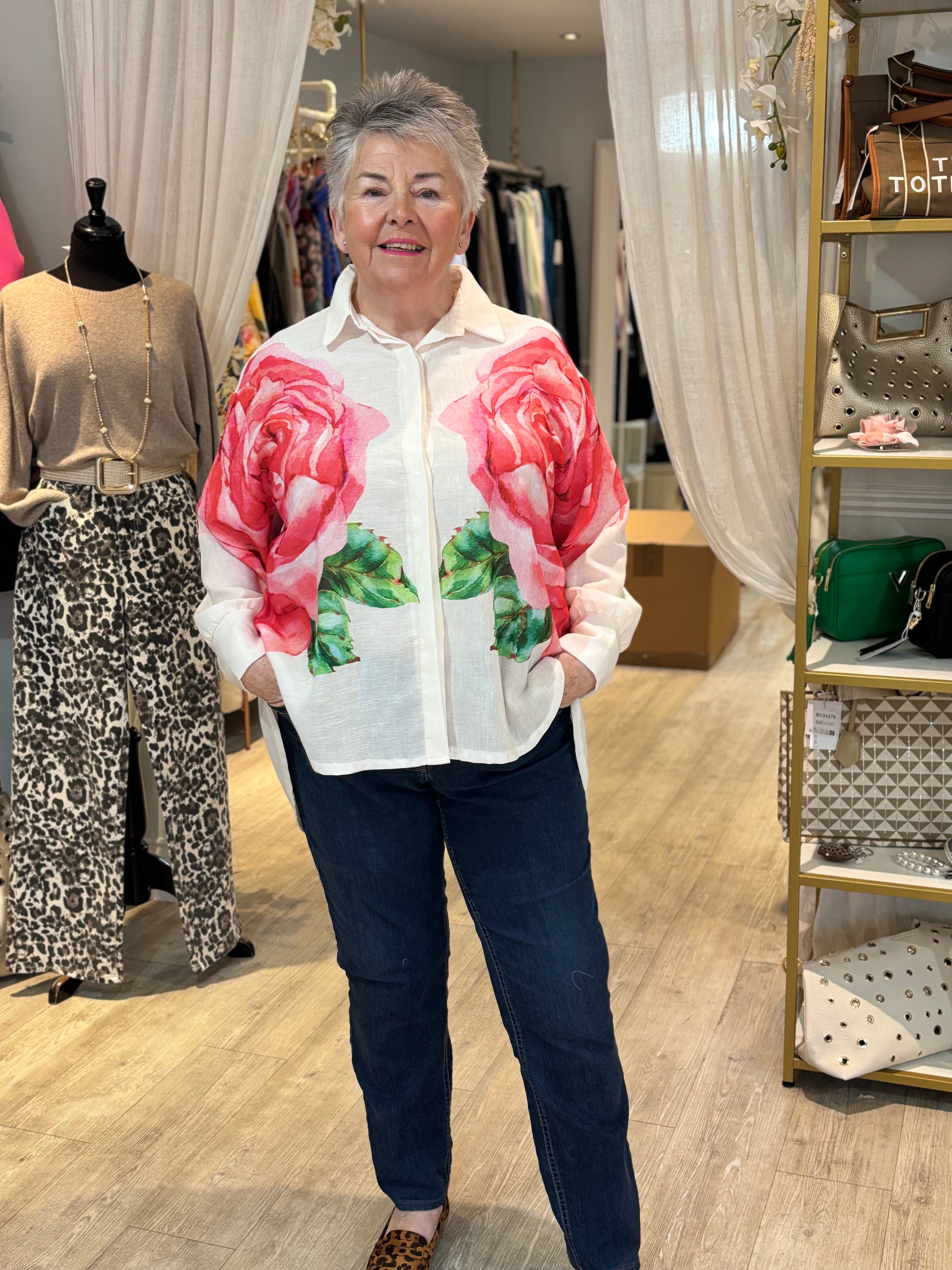 White Hanger Rose Shirt