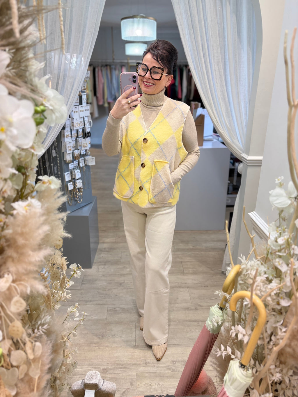 White Hanger Argyle Waistcoat