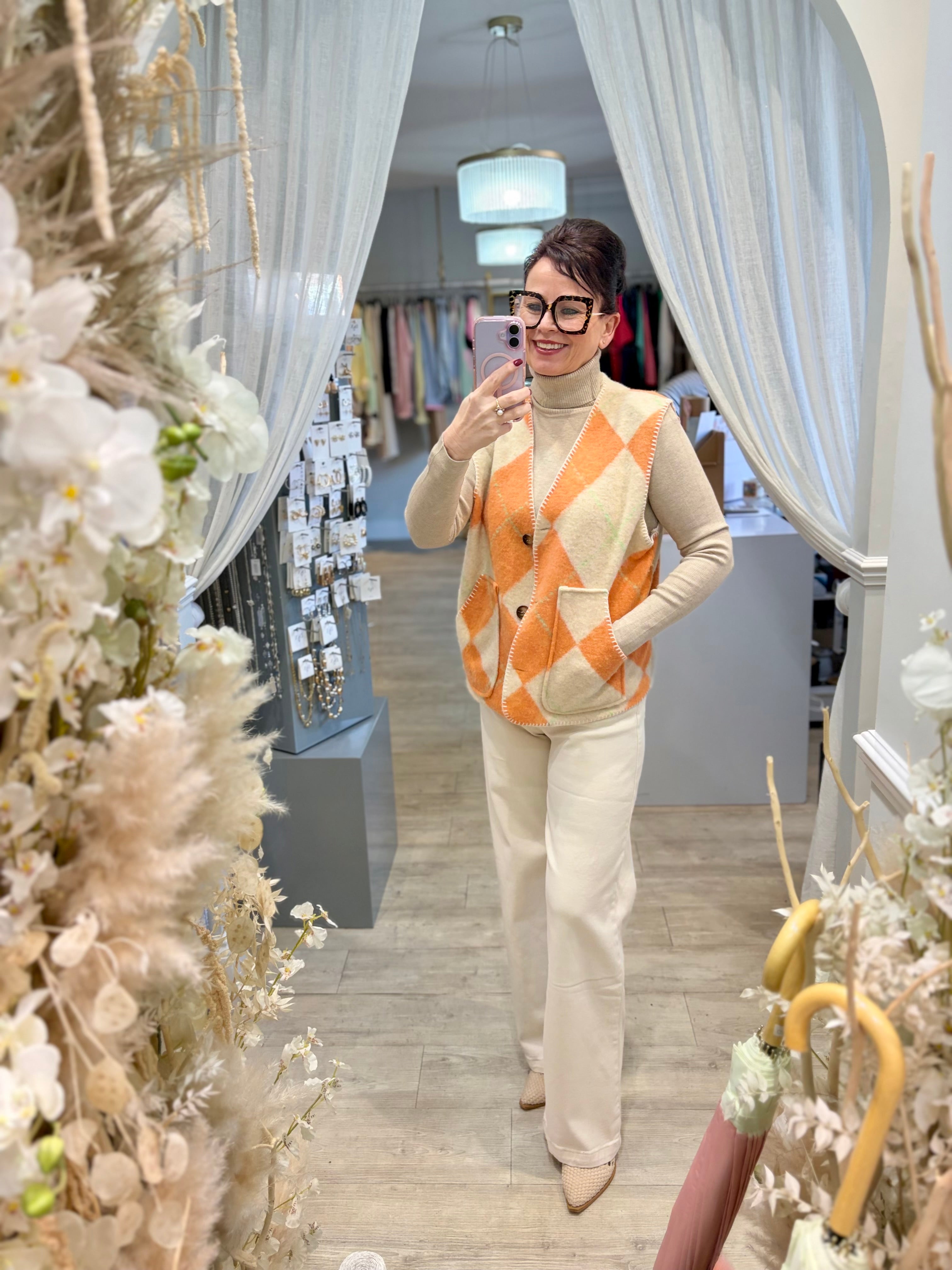 White Hanger Argyle Waistcoat