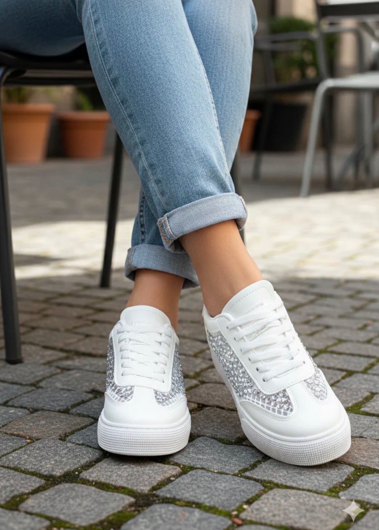 Embellished Mesh Trainers