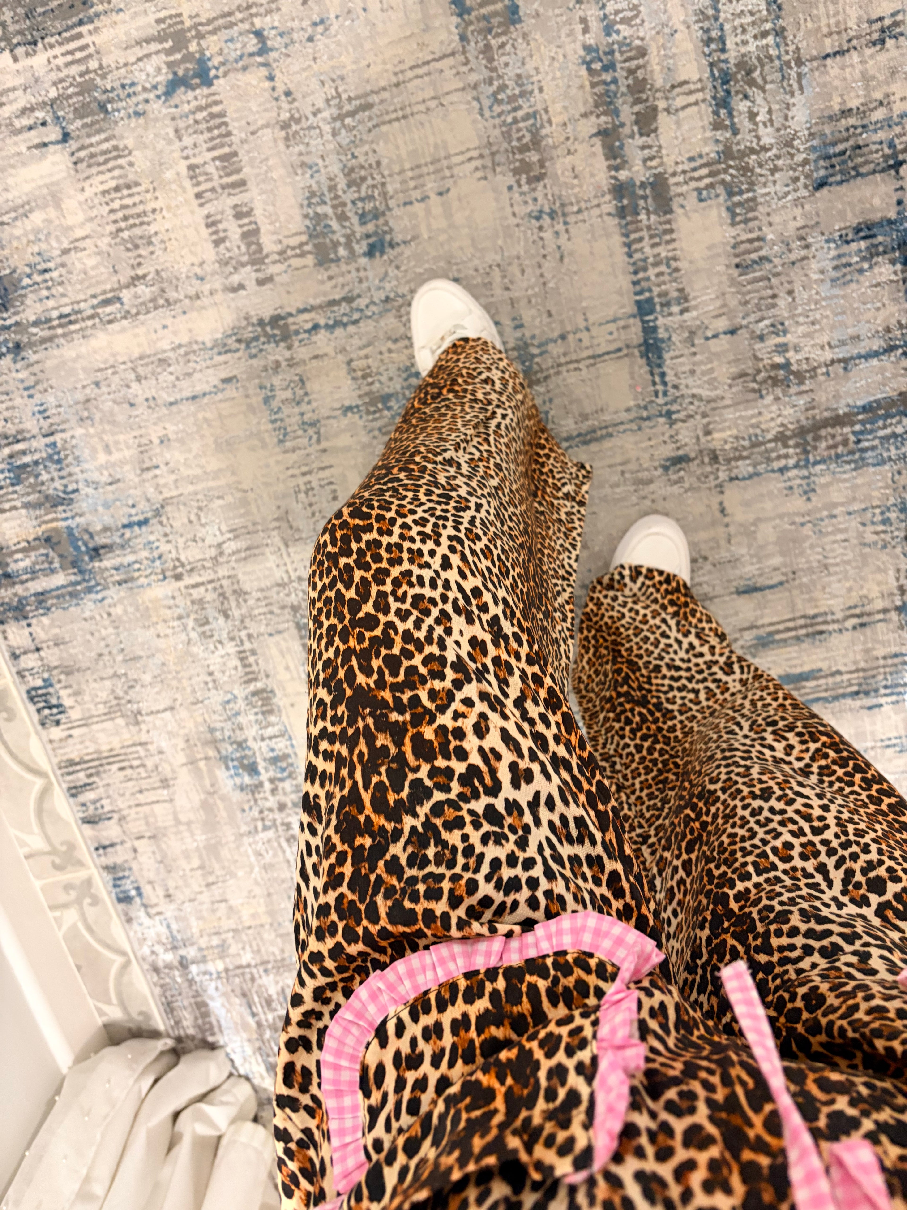 Pink Gingham Leopard Trousers