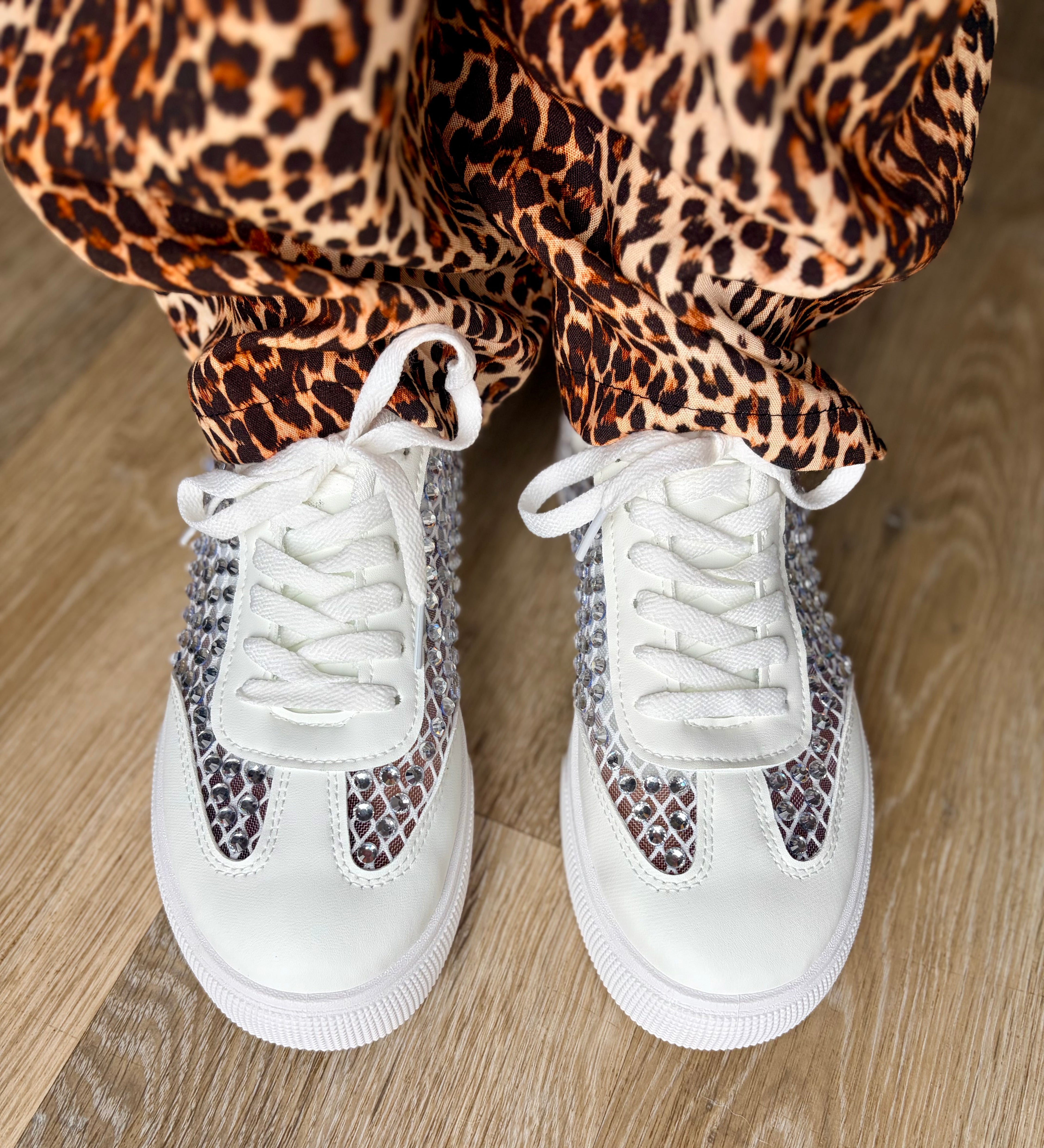 Embellished Mesh Trainers