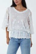Lace Butterfly Sleeve Top