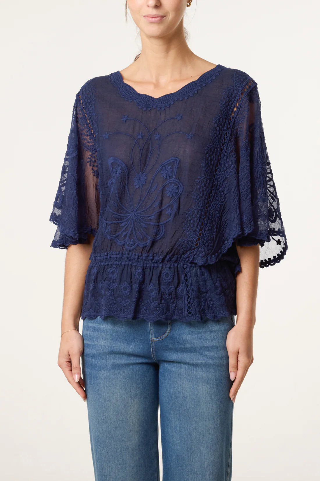 Lace Butterfly Sleeve Top