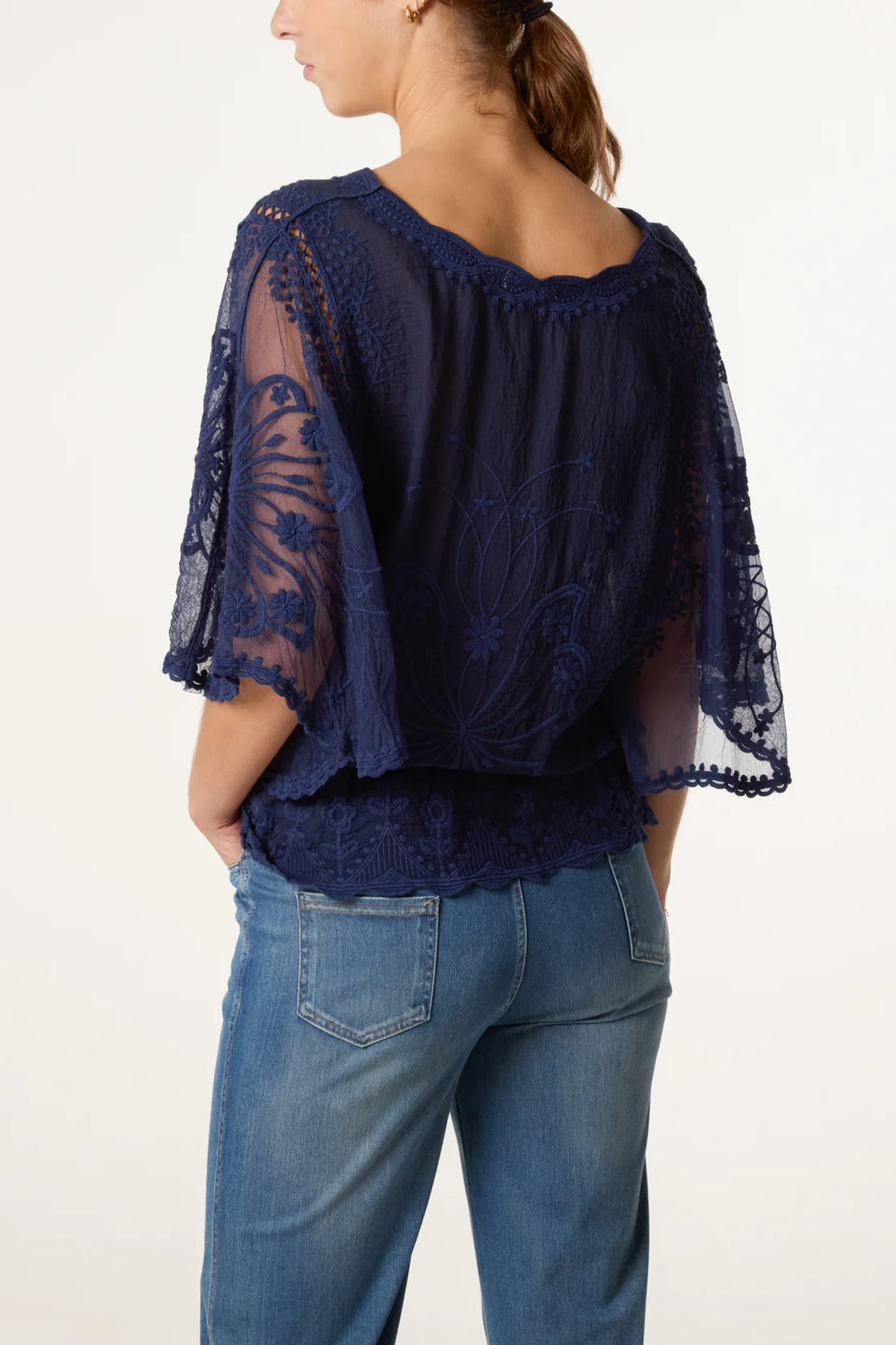 Lace Butterfly Sleeve Top