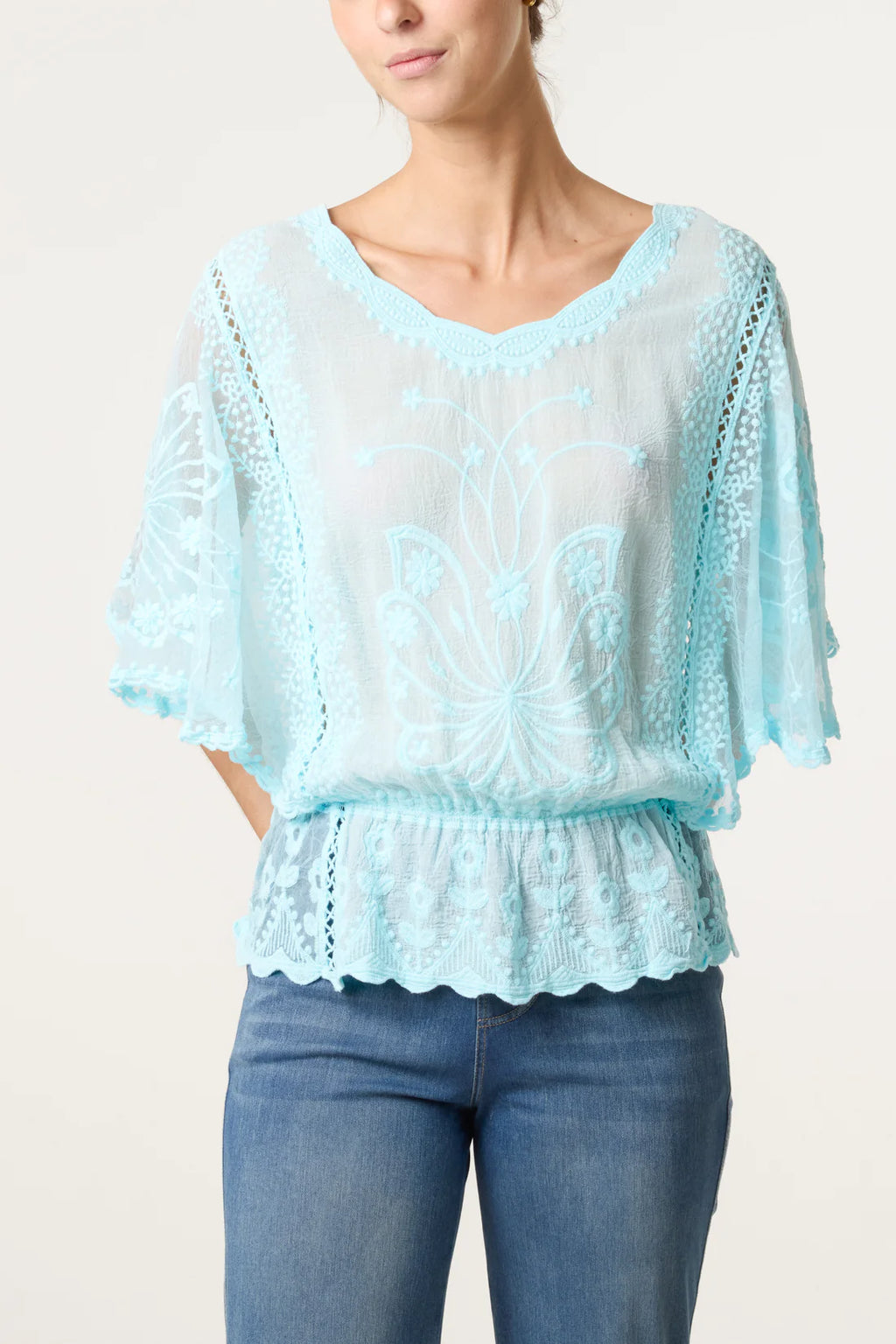 Lace Butterfly Sleeve Top