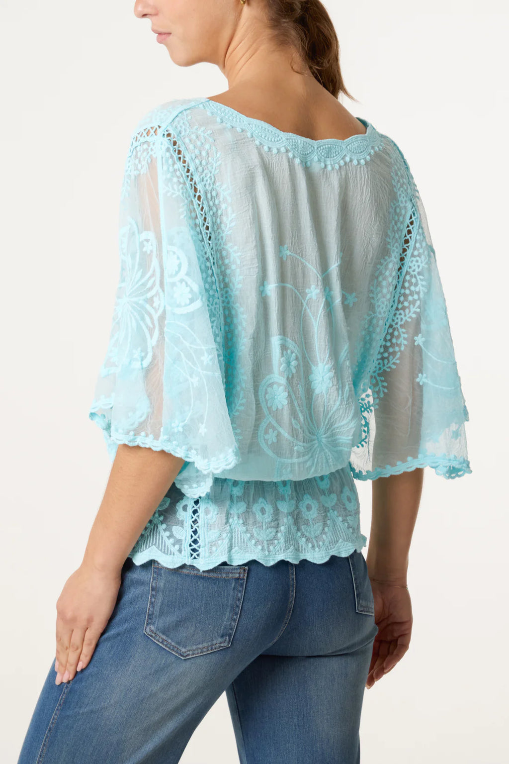Lace Butterfly Sleeve Top