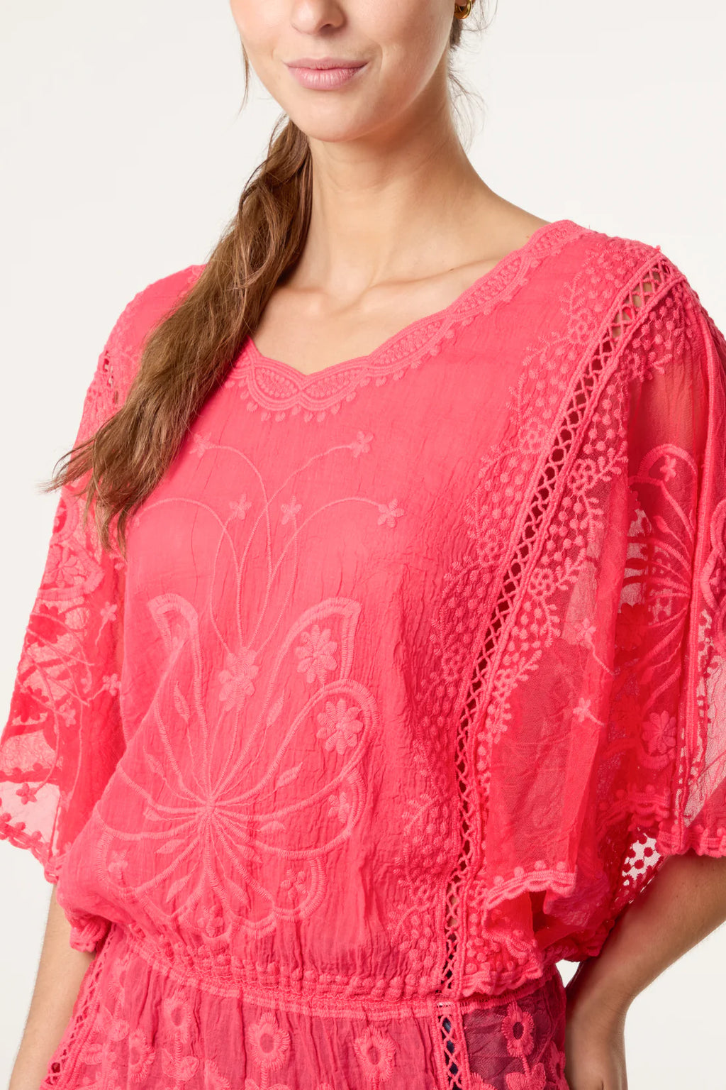 Lace Butterfly Sleeve Top