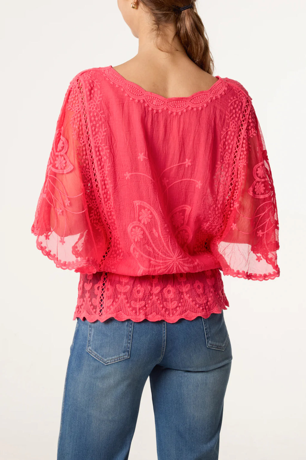 Lace Butterfly Sleeve Top