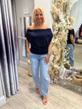 Padded Shoulder Cowl Top