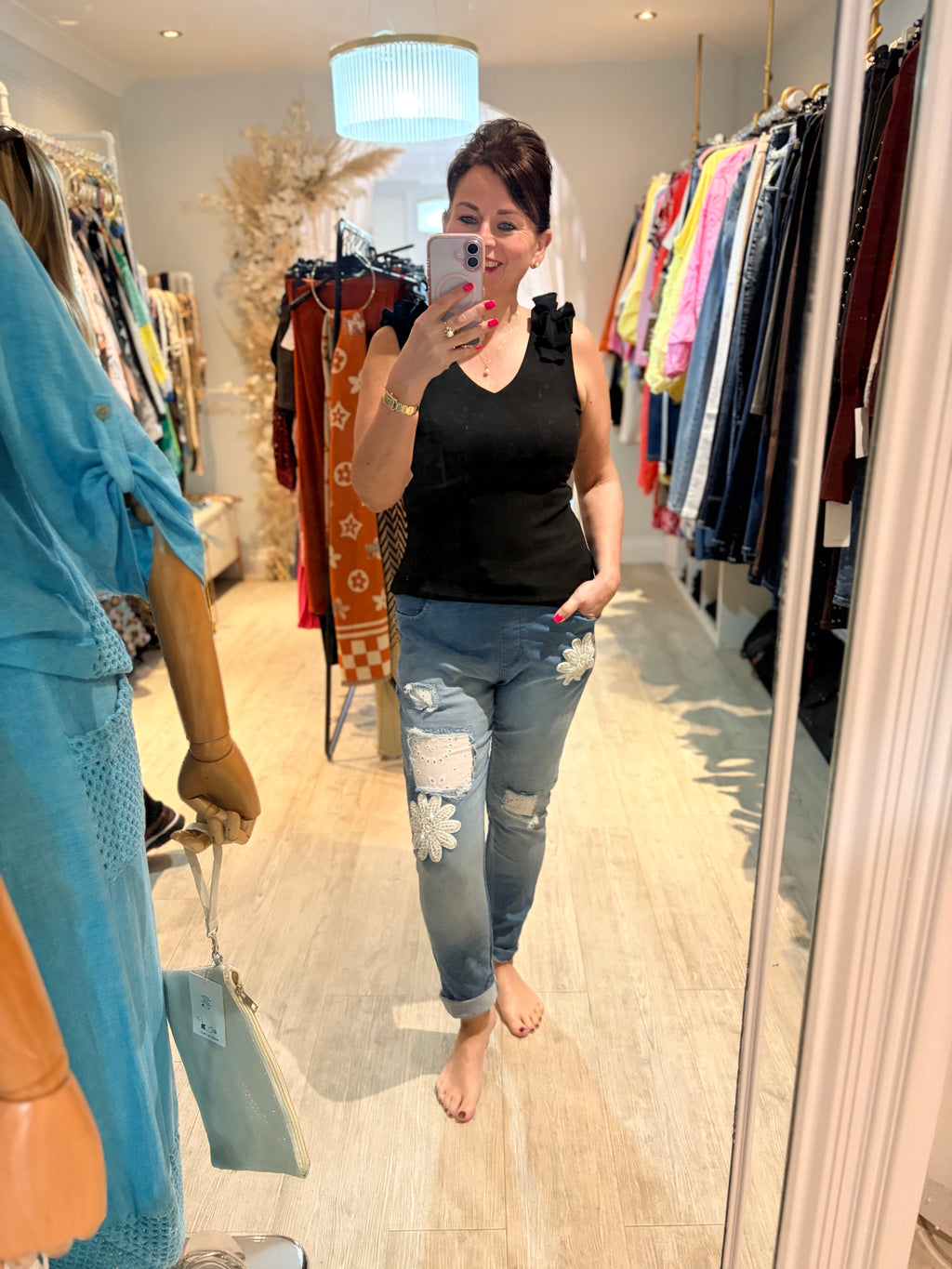 Crochet Flower Denim Magic Trousers