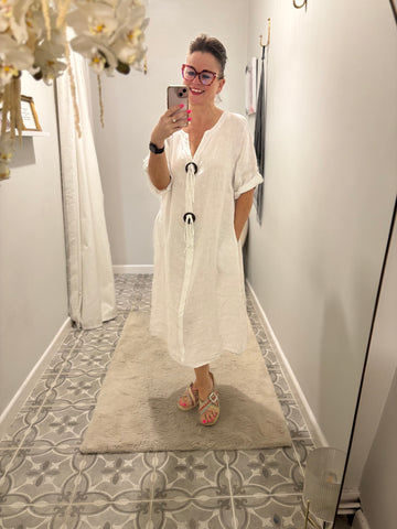 Button Linen Dress